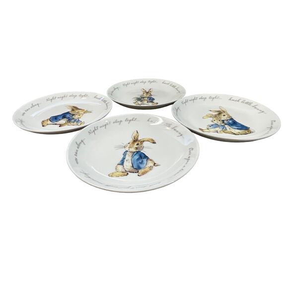 Beatrix Potter PETER RABBIT Easter Bunny Porcelain Appetizer Plates (4) New - Picture 7 of 11